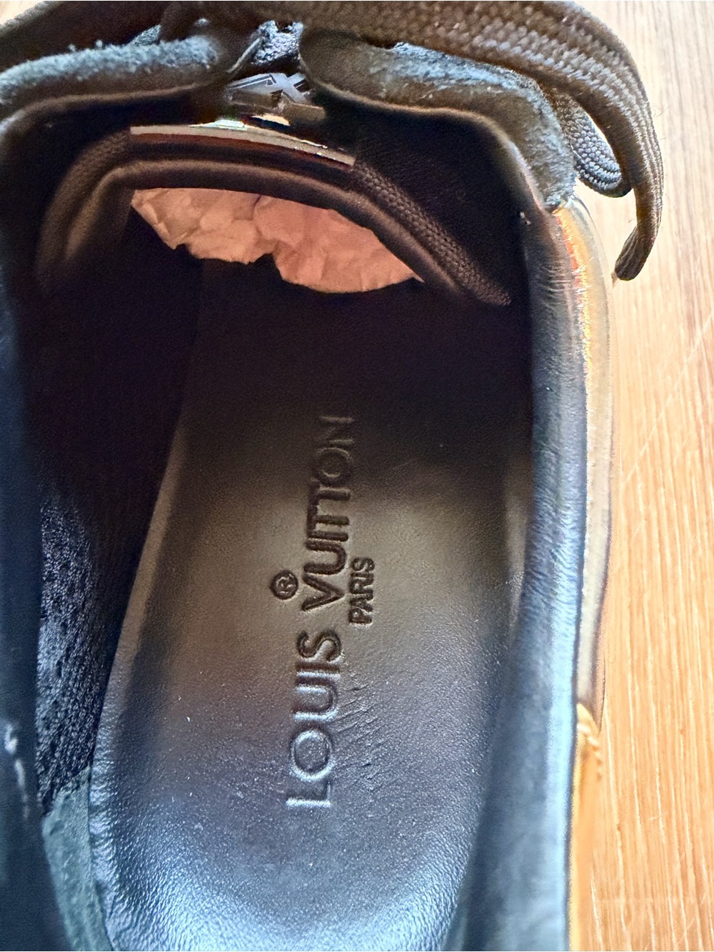 Louis Vuitton Black and Metallic Gold Low-Top Sneakers Authentic - Picture 5 of 5